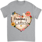 shirt with names and grandma garden heart flower loving gift