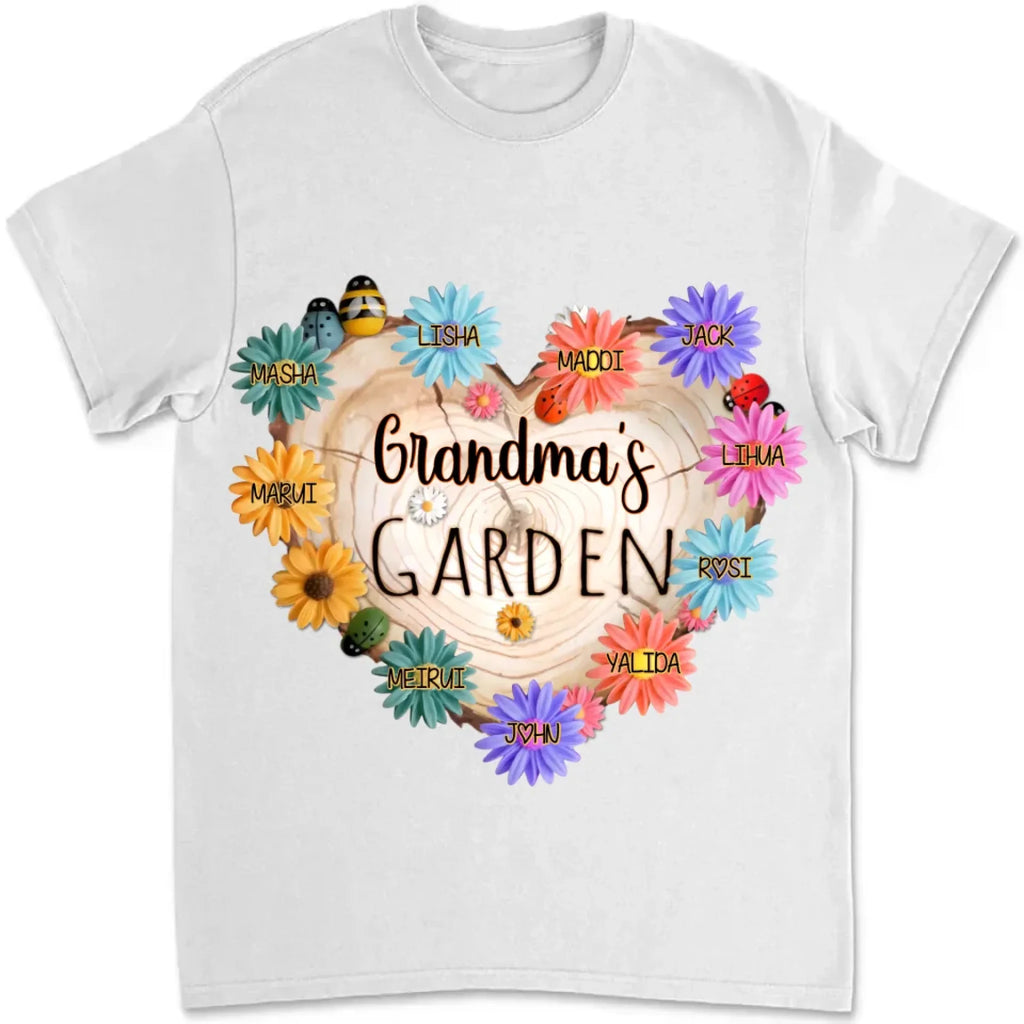grandma garden heart flower personalized shirt with names soft everyday wear