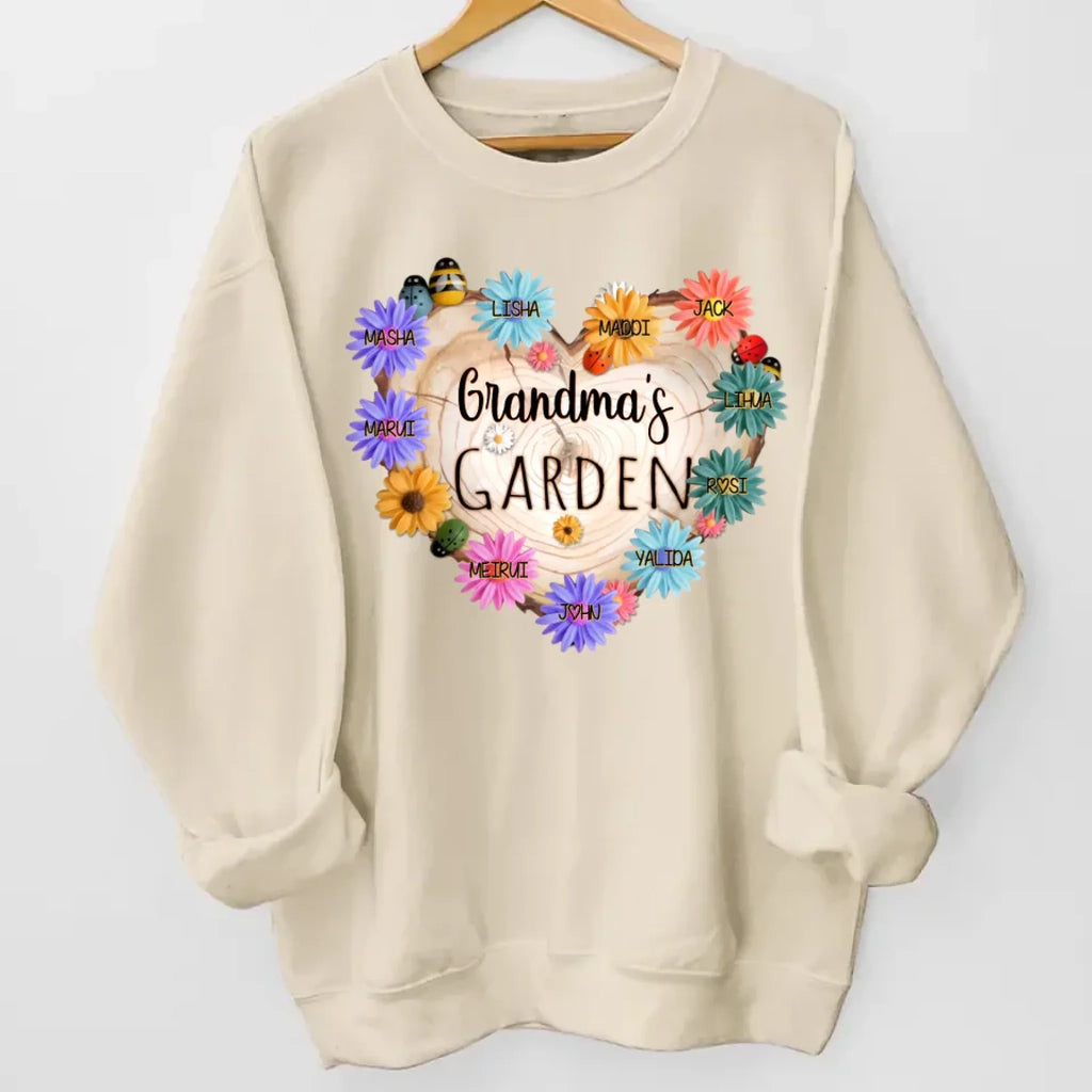 shirt personalized with grandma garden heart flower names special family present