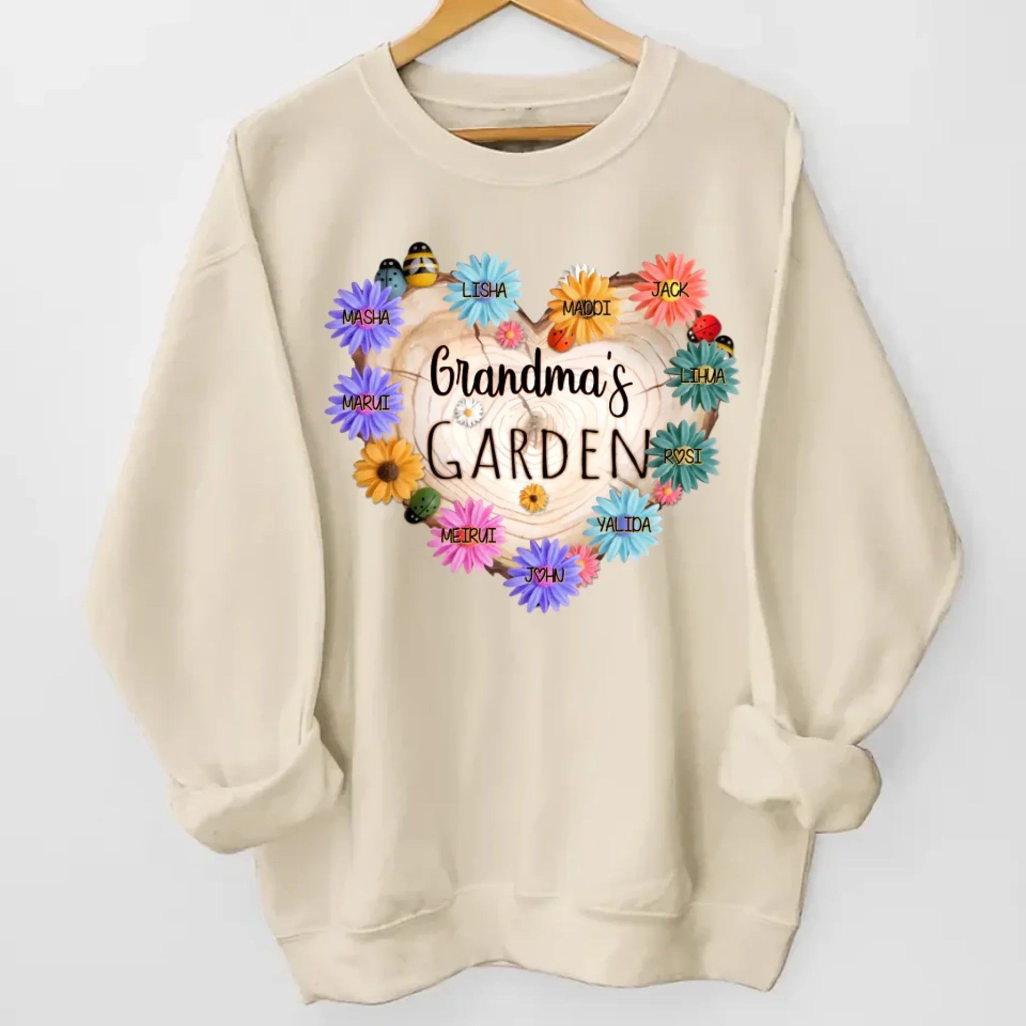 shirt personalized with grandma garden heart flower names special family present