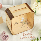 Personalized Wedding Card Box Square Wedding Memory Box Wedding Gift for Couple