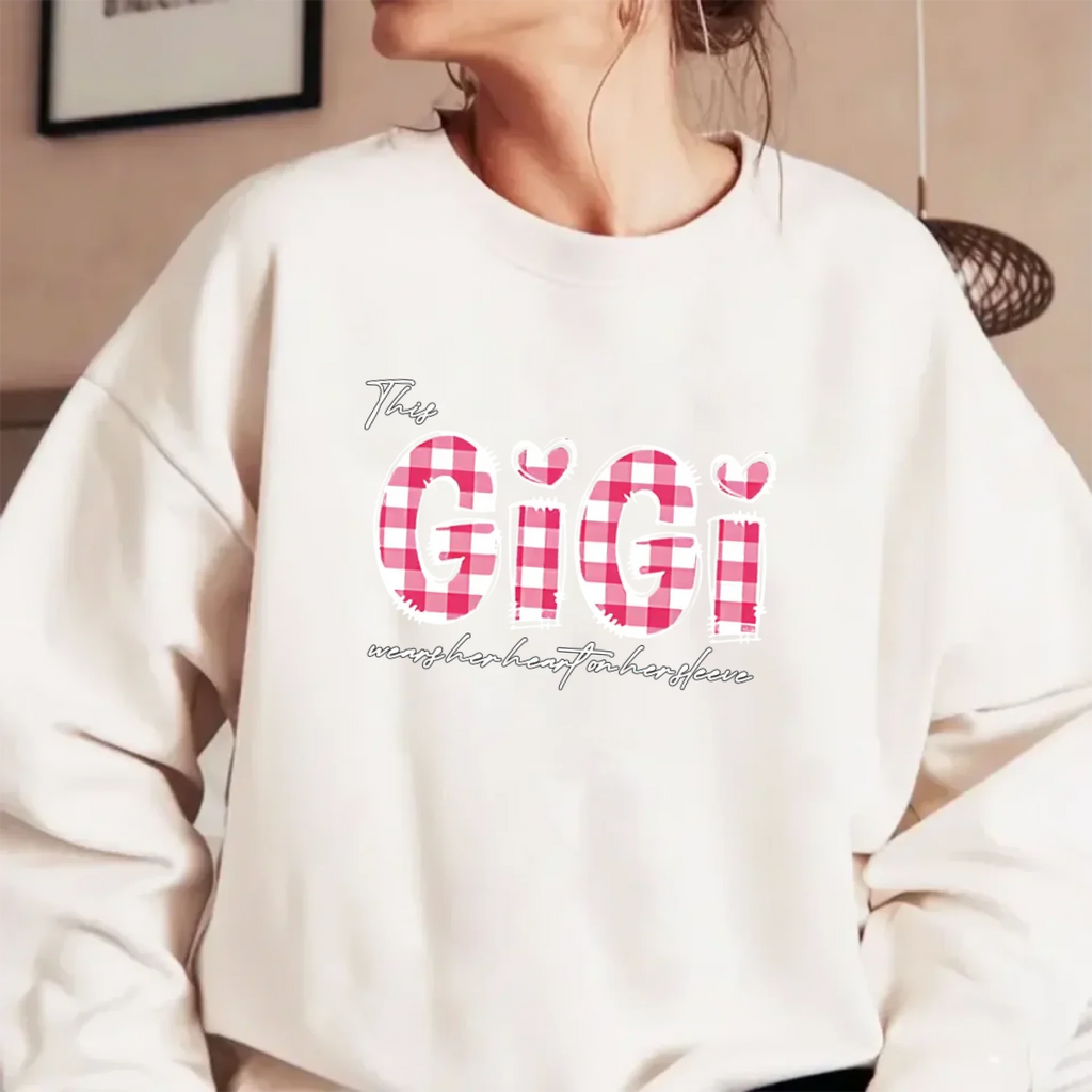 custom grandmas heart on her sleeve sweatshirt for grandma with names cozy family gift