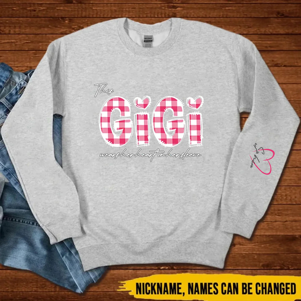 meaningful grandmas heart on her sleeve sweatshirt gift with names family keepsake style