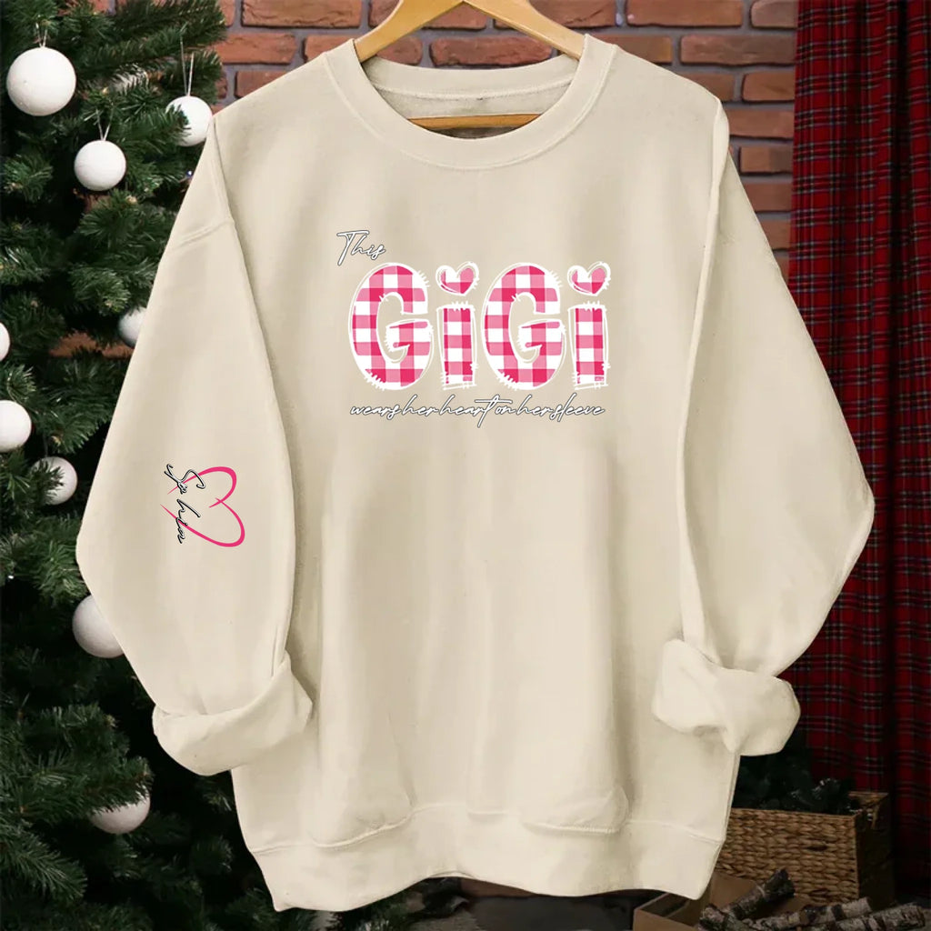 keepsake sweatshirt featuring grandmas heart on her sleeve unique family wear