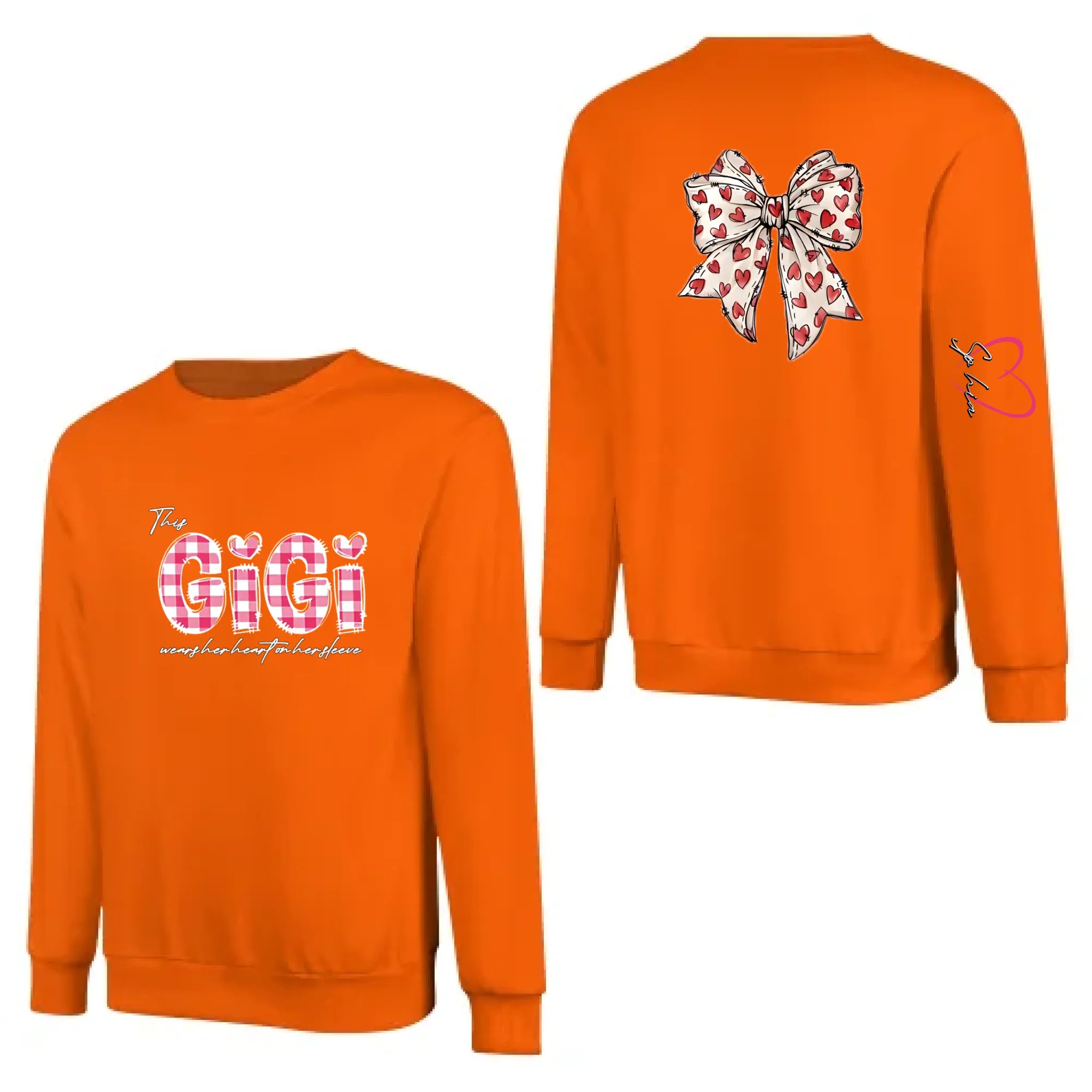 sweatshirt personalized with grandmas heart on her sleeve names special family present