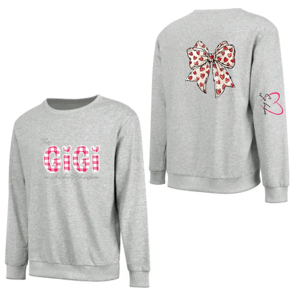 grandmas heart on her sleeve family sweatshirt with names personalized gift idea