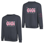 unique sweatshirt with grandmas heart on her sleeve personalized details cozy keepsake wear