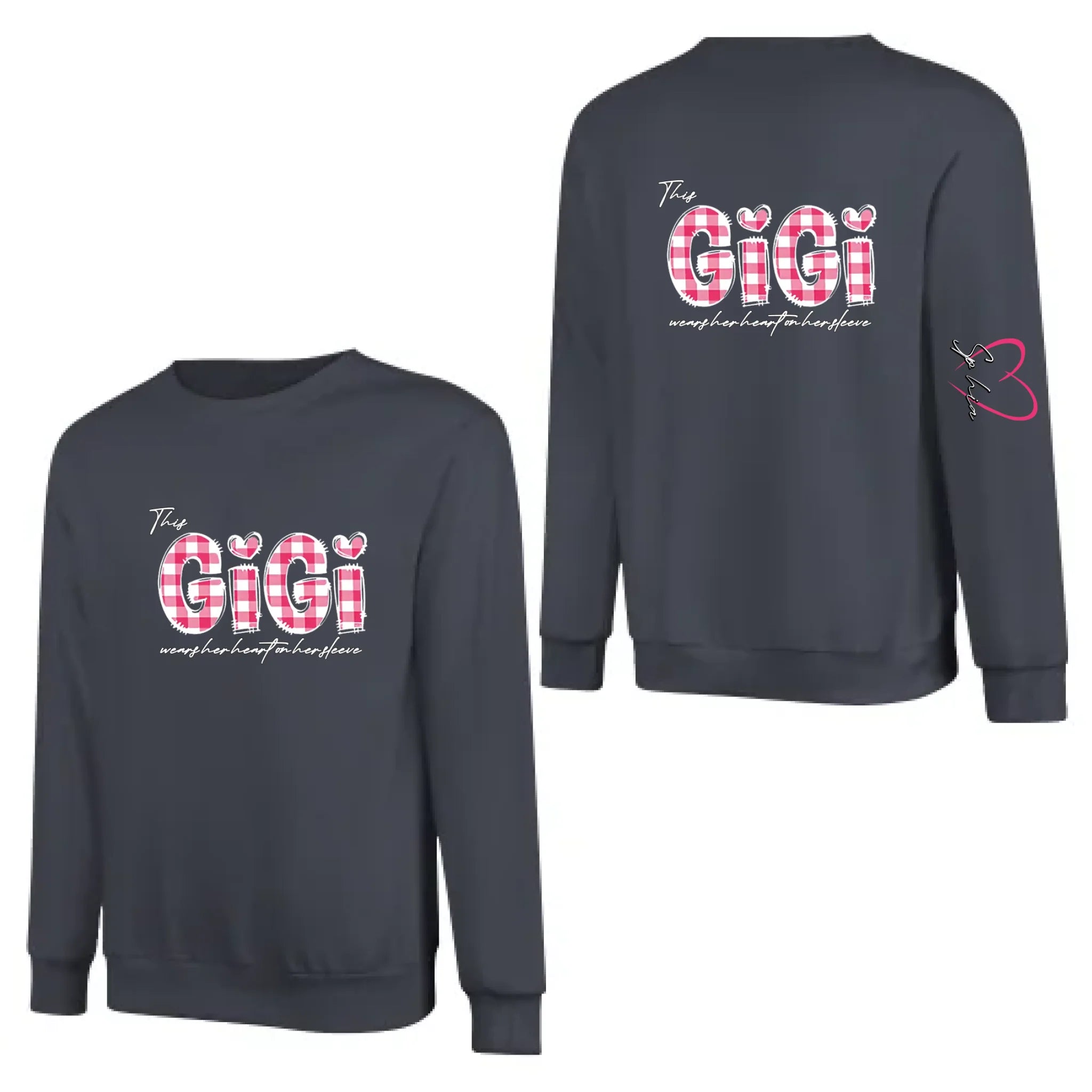 unique sweatshirt with grandmas heart on her sleeve personalized details cozy keepsake wear