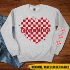 sweatshirt featuring nana heart valentine and names custom gift