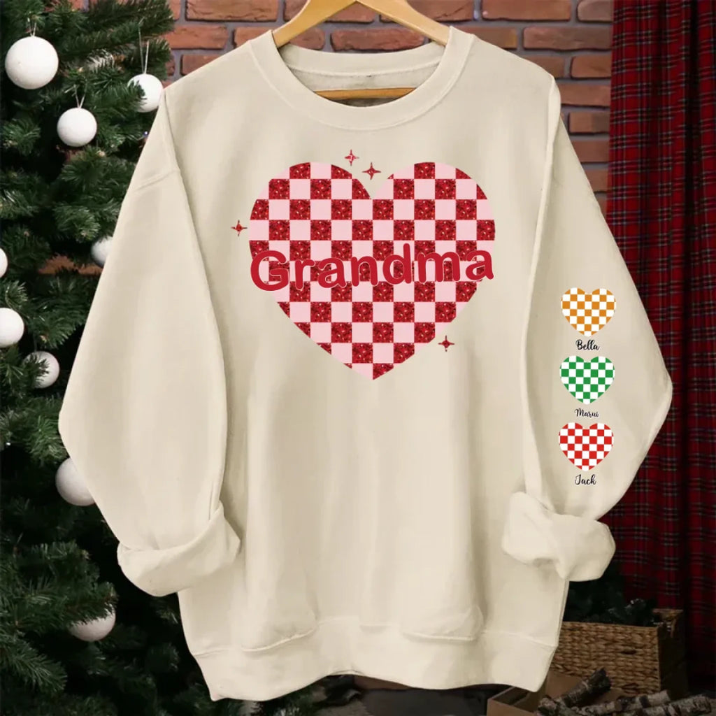 nana heart valentine custom sweatshirt for nana cherished family design