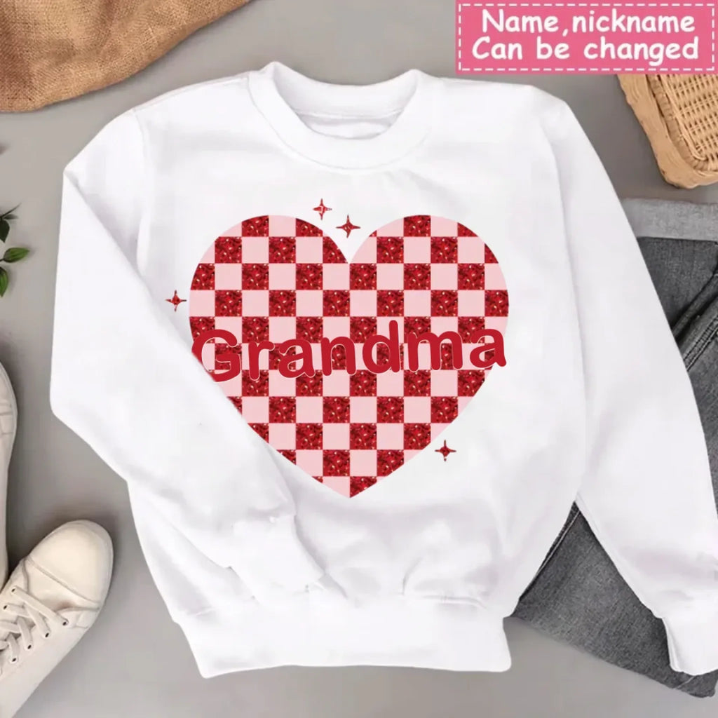 sweatshirt with names and nana heart valentine loving gift