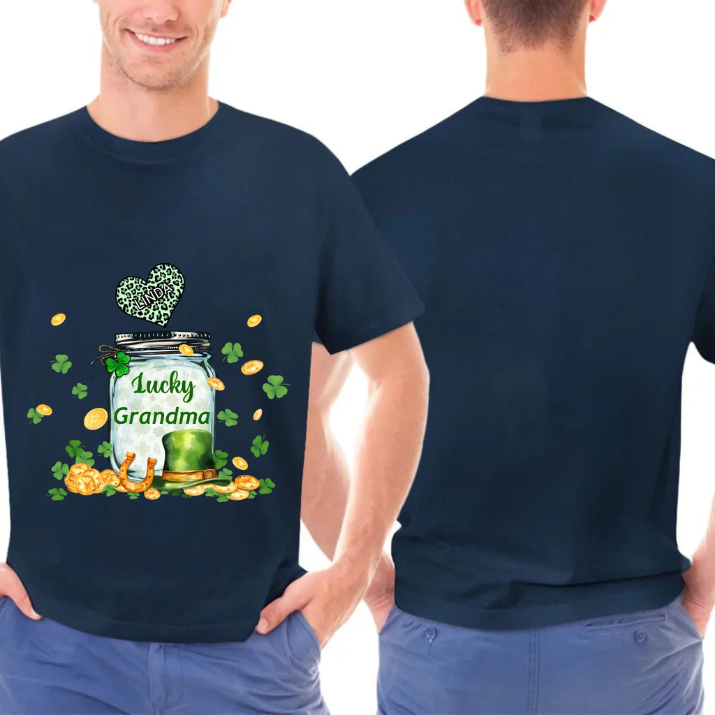 shirt personalized with lucky grandma st patricks day custom details special family present