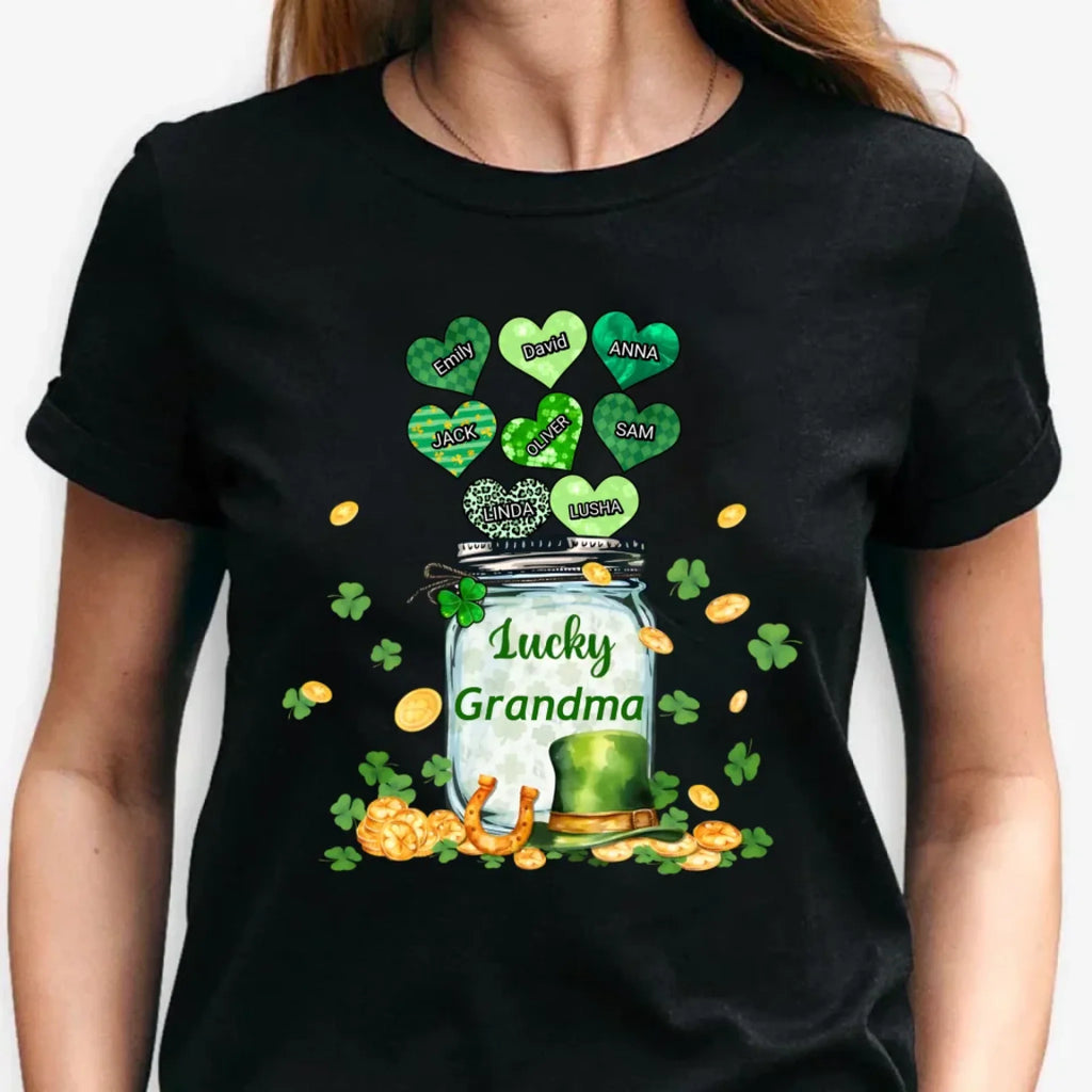 lucky grandma st patricks day custom shirt for grandma cherished family design