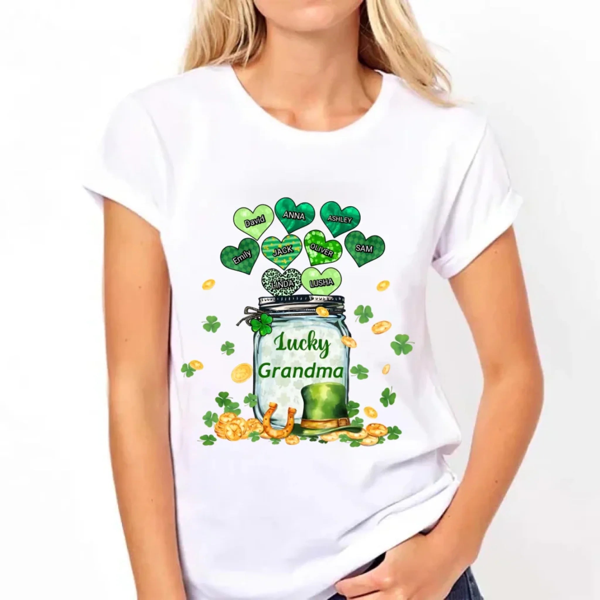 shirt featuring lucky grandma st patricks day and custom details custom gift