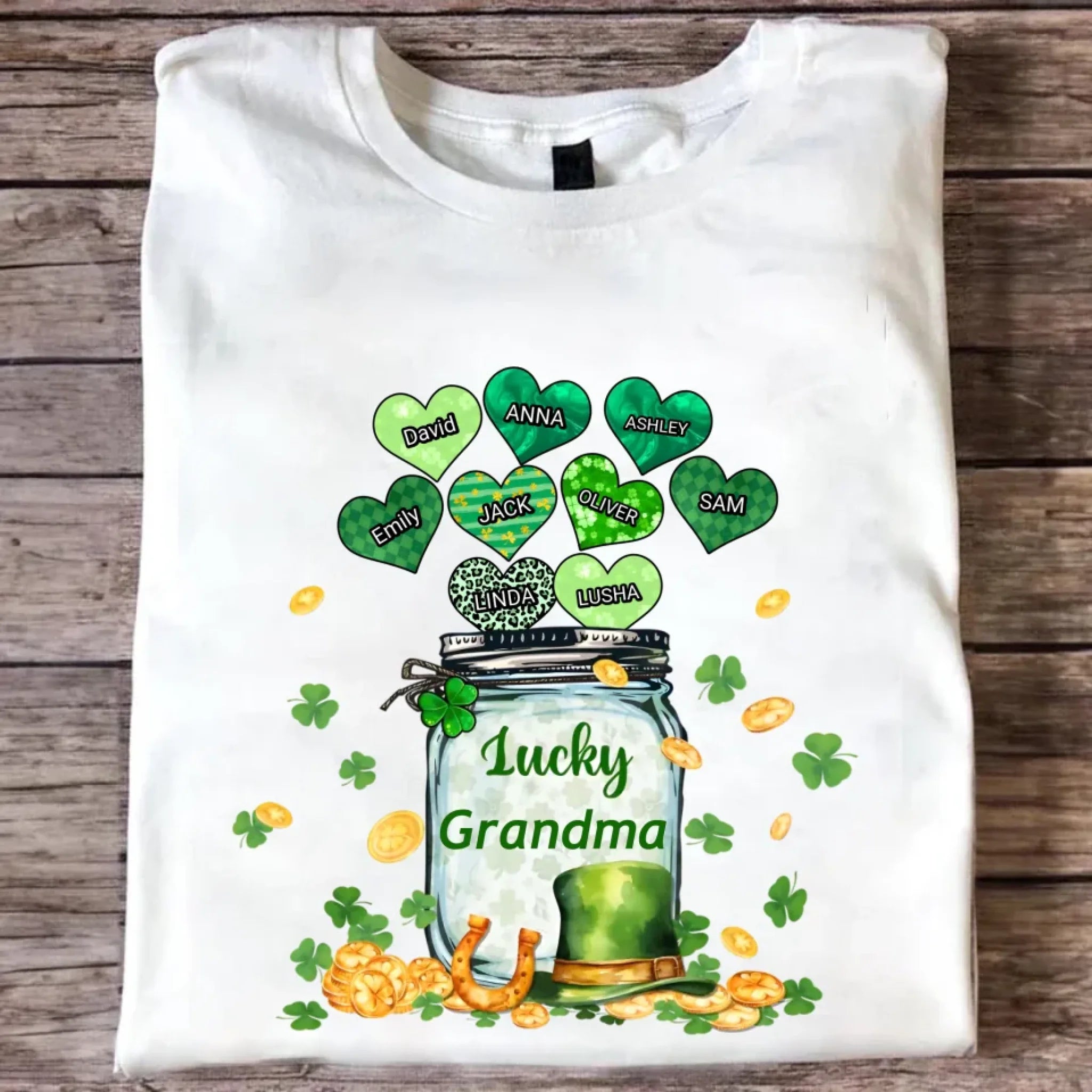 custom lucky grandma st patricks day shirt for grandma with custom details cozy family gift