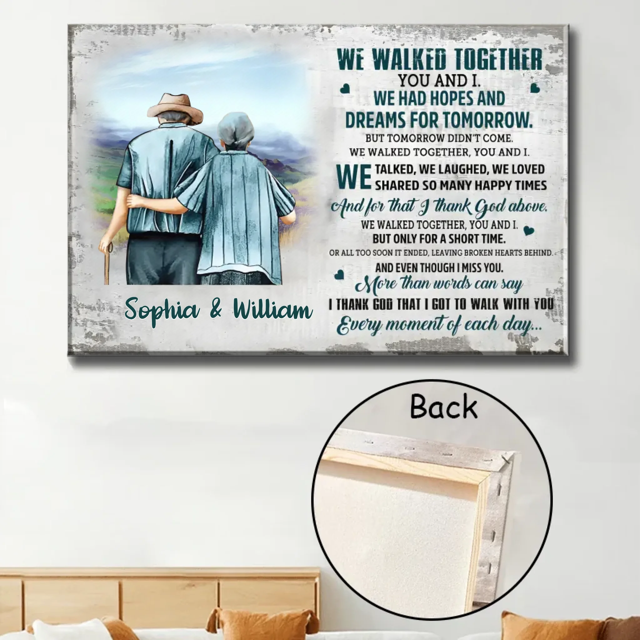 walked together hopes dreams canvas print personalized with custom details cozy home accent