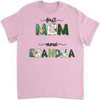 custom first mom now grandma shirt or sweatshirt for grandma with family names cozy family gift
