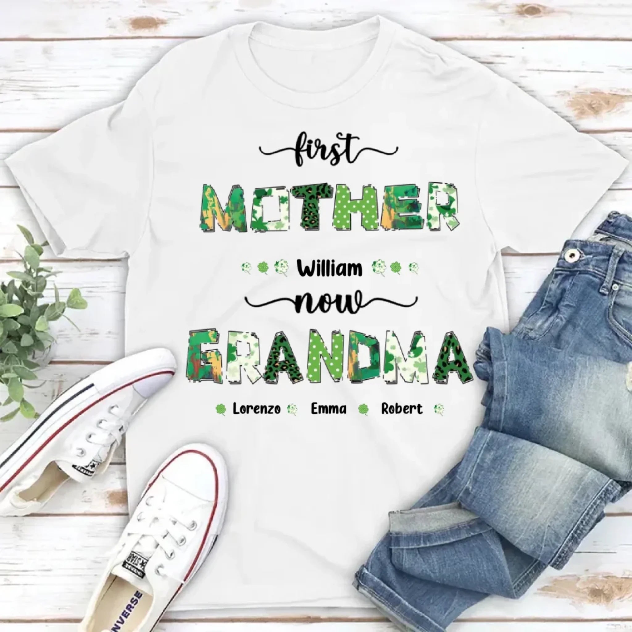 first mom now grandma personalized shirt or sweatshirt with family names soft everyday wear