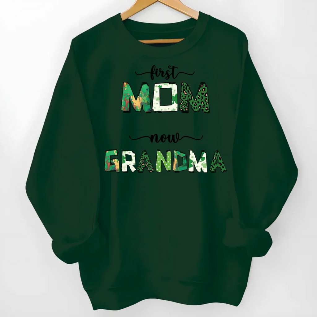 first mom now grandma shirt or sweatshirt gift with family names heartfelt keepsake