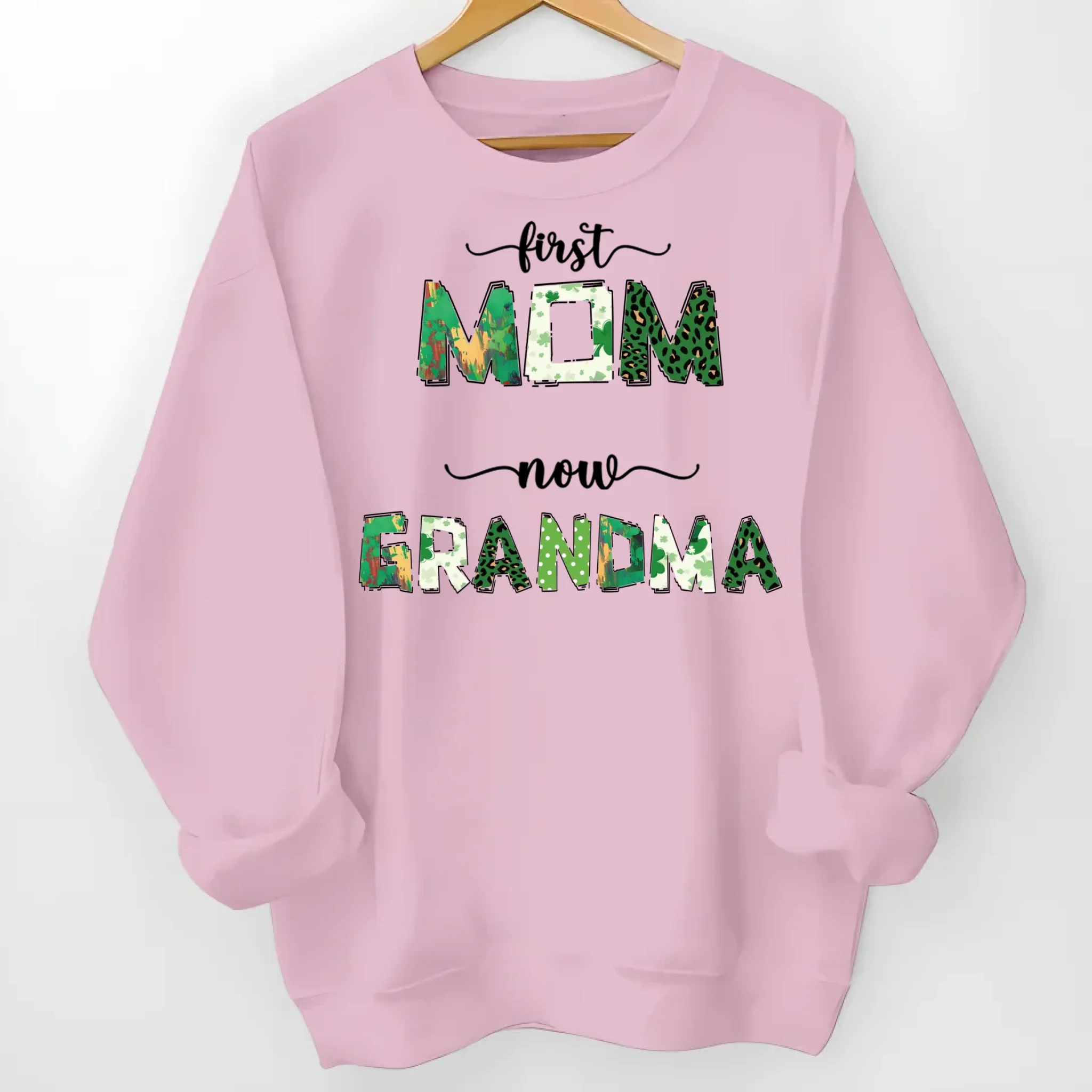 shirt or sweatshirt personalized with first mom now grandma family names special family present