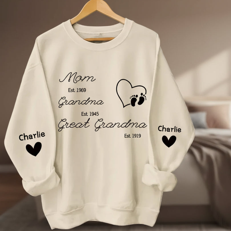 mom grandma great grandma est with grandkids personalized sweatshirt with names soft everyday wear