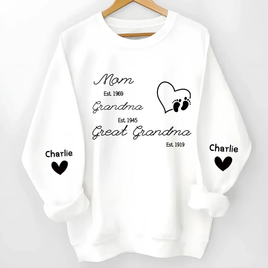 mom grandma great grandma est with grandkids sweatshirt personalized with names personalized apparel