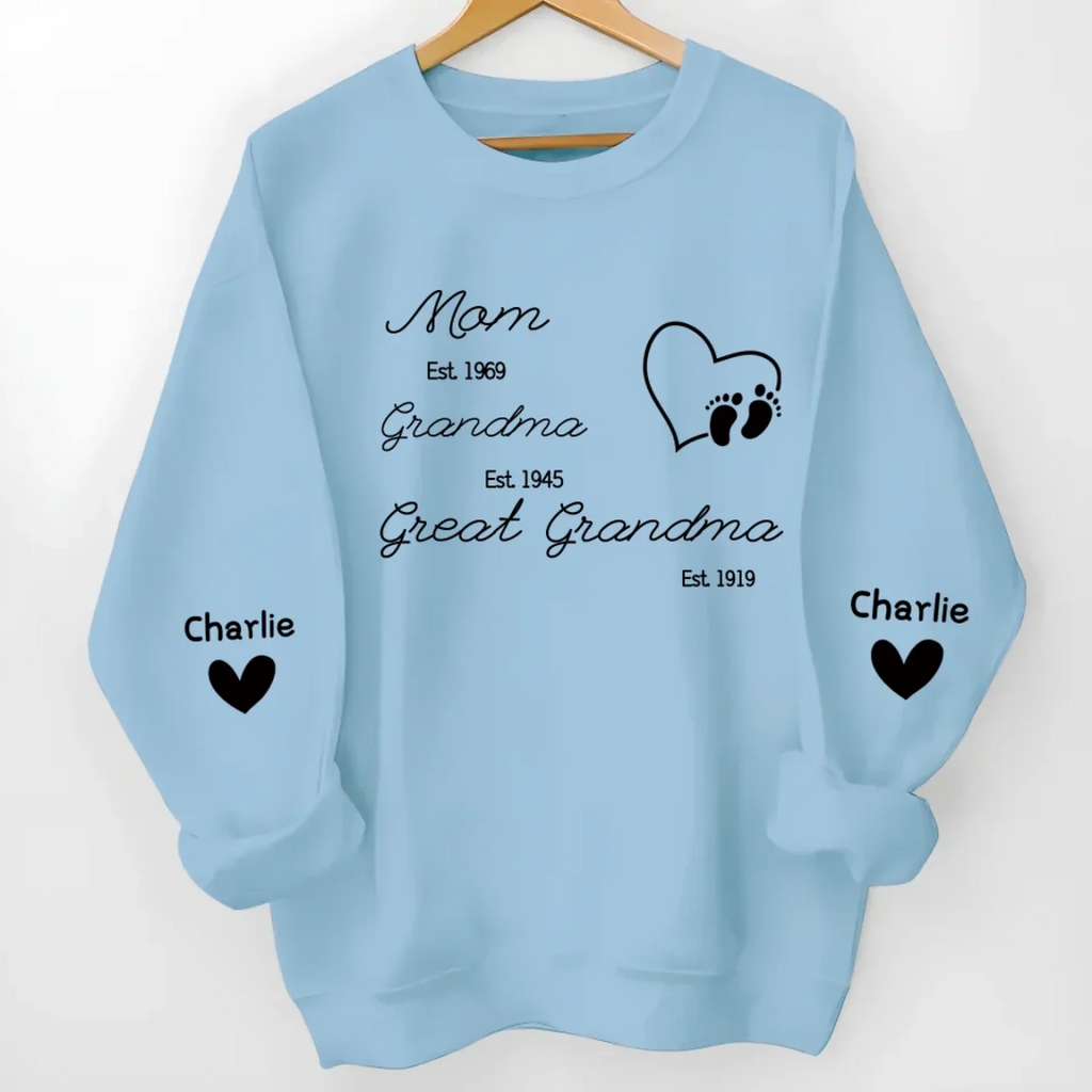 meaningful mom grandma great grandma est with grandkids sweatshirt gift with names family keepsake style
