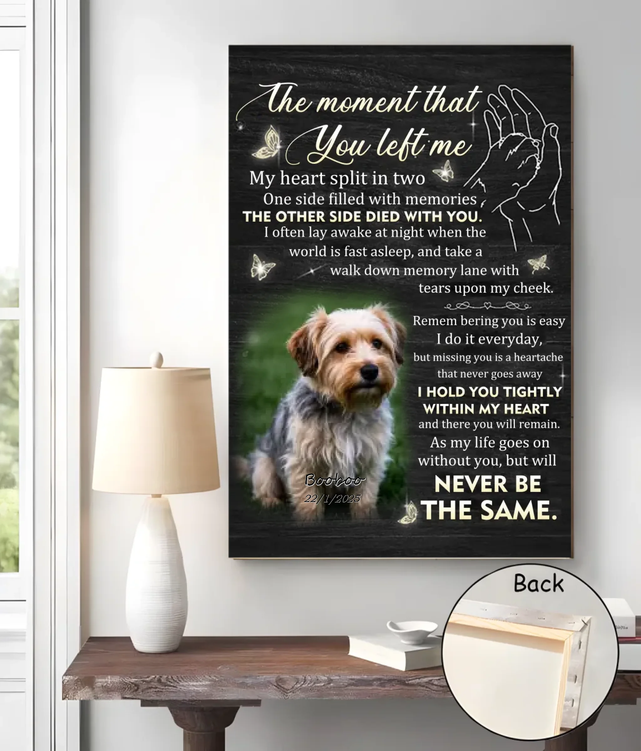 Canvas Unframed Canvas Sympathy Gift for Loss of Dog Personalized Wall Art