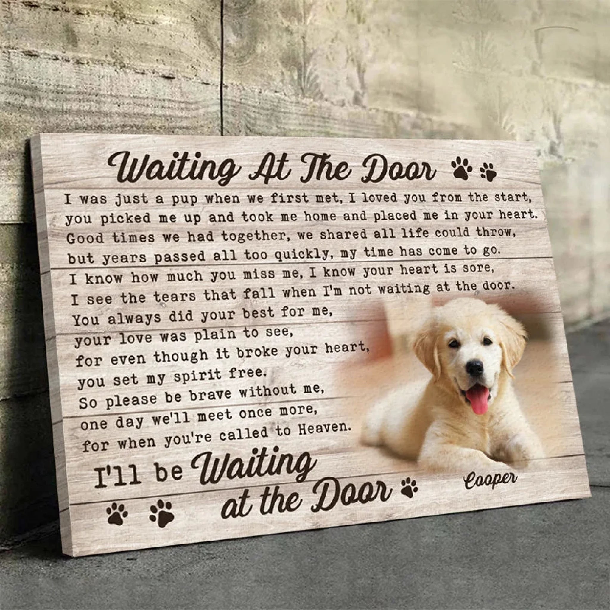 personalized photo loss of dog gift photo canvas wall art main view