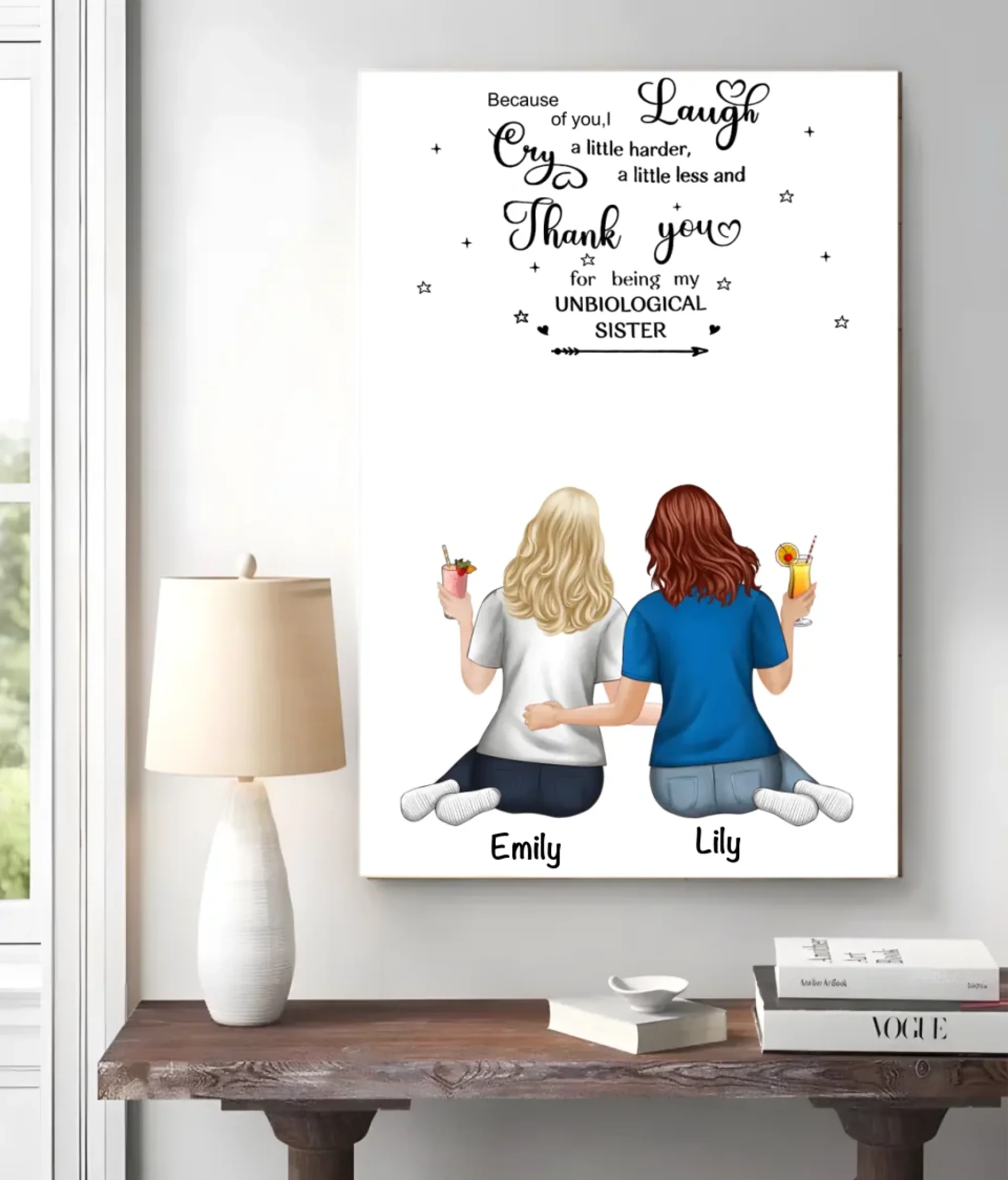 canvas unframed personalized design thank being unbiological sister poster and canvas wall art