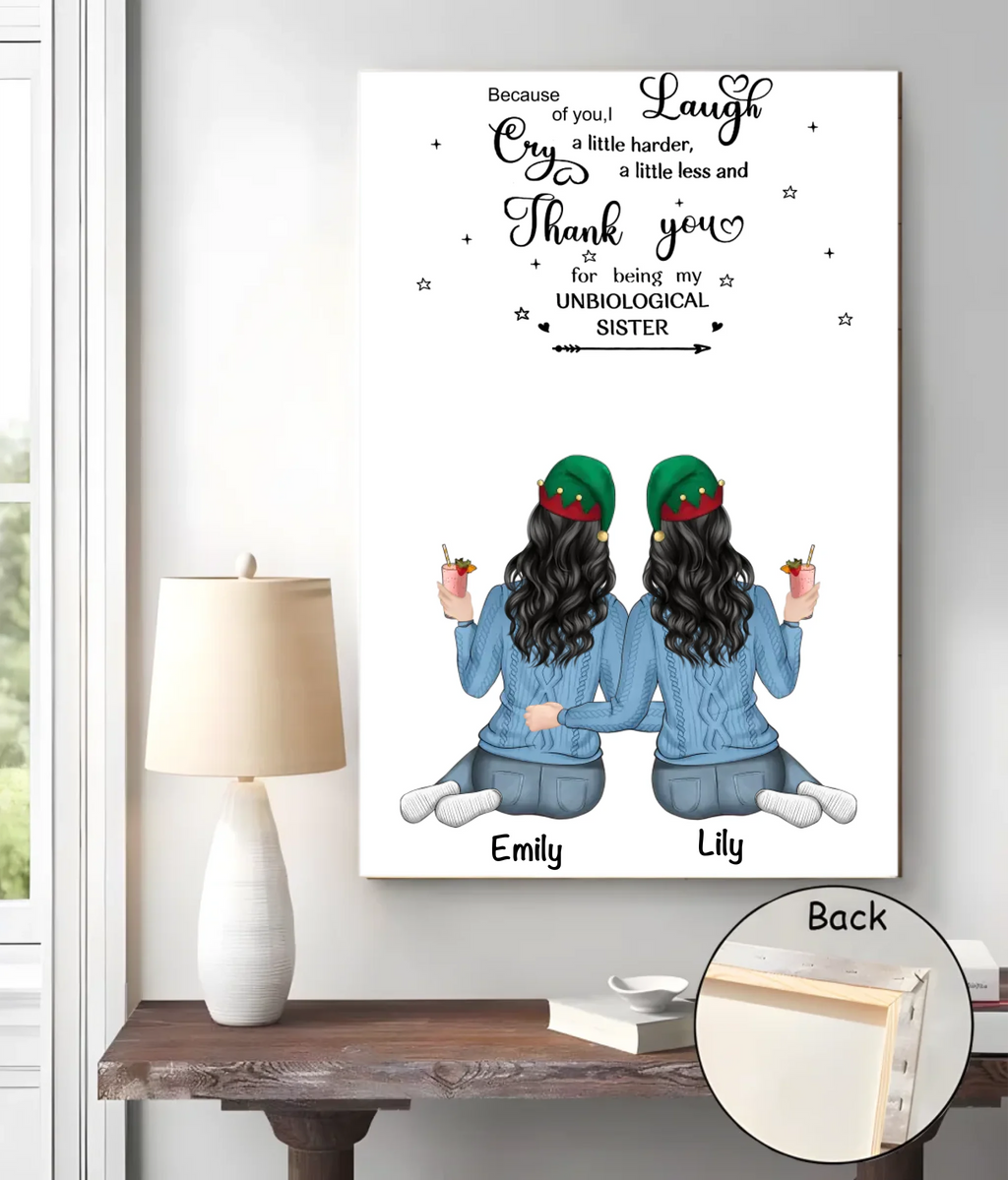 canvas unframed thank being unbiological sister poster and canvas wall art gift for sister