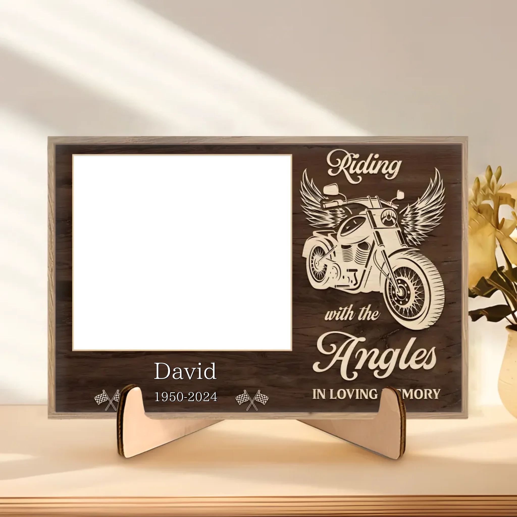 motorcycle desk decoration wooden style personalized photo memorial design