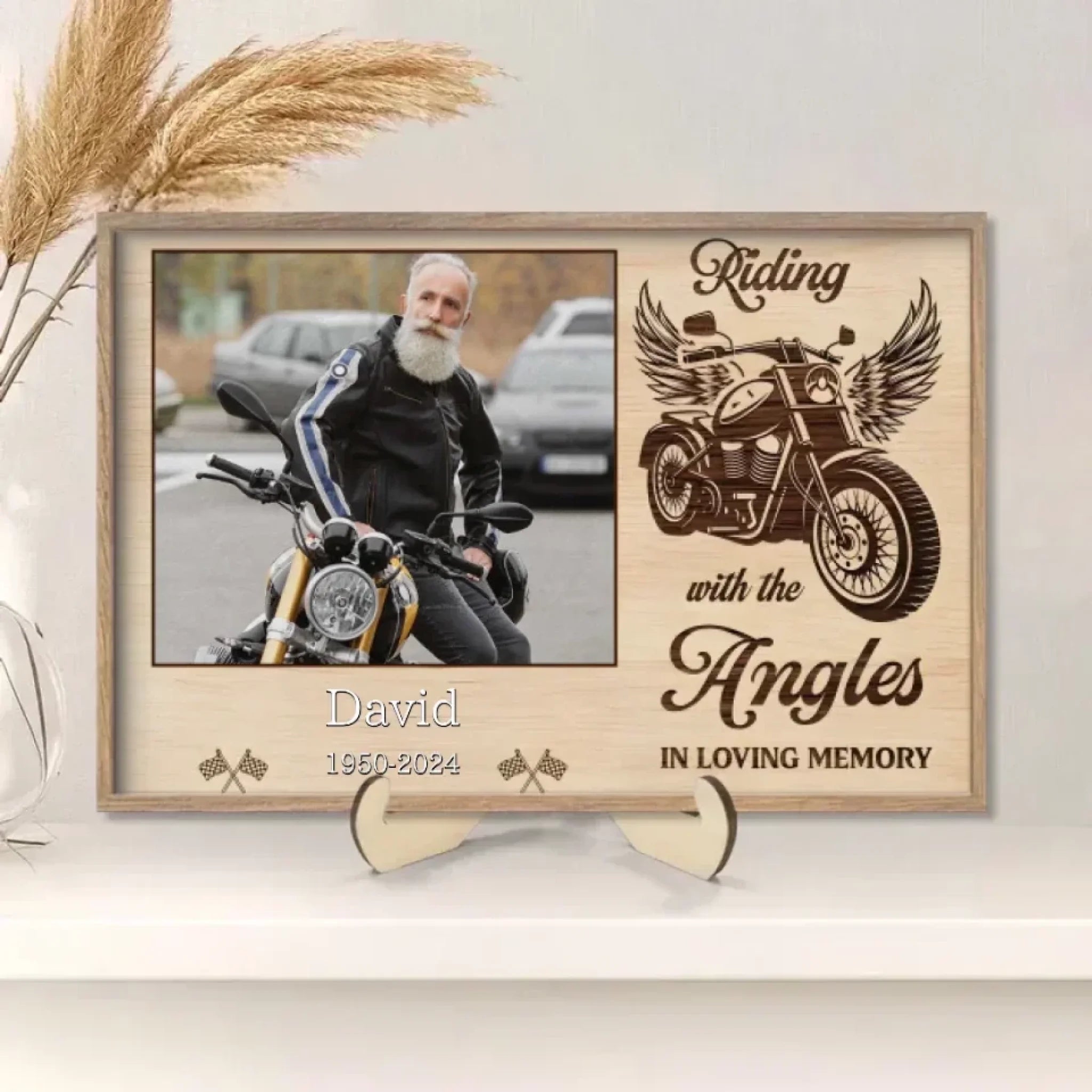 wooden style motorcycle desk decoration personalized photo custom keepsake wooden plaque