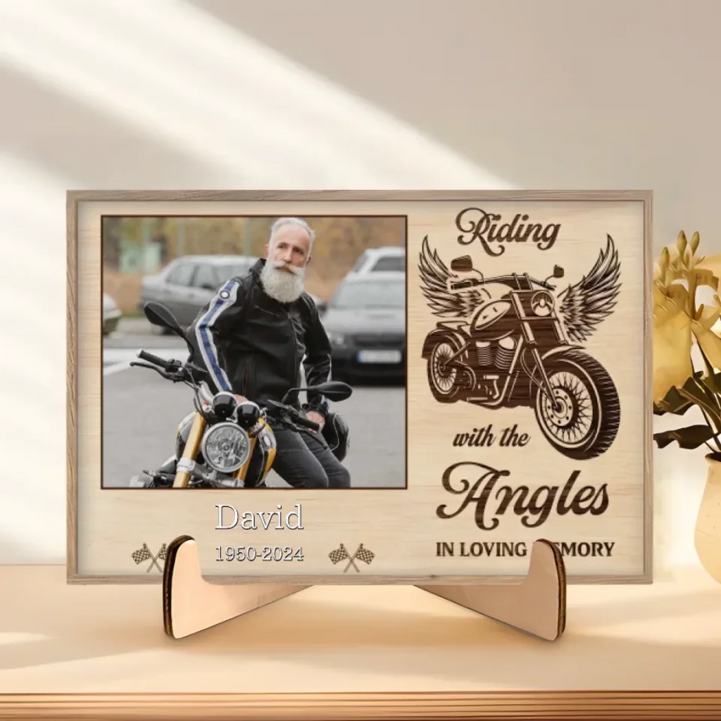 personalized photo motorcycle desk decoration wooden style custom keepsake wooden plaque