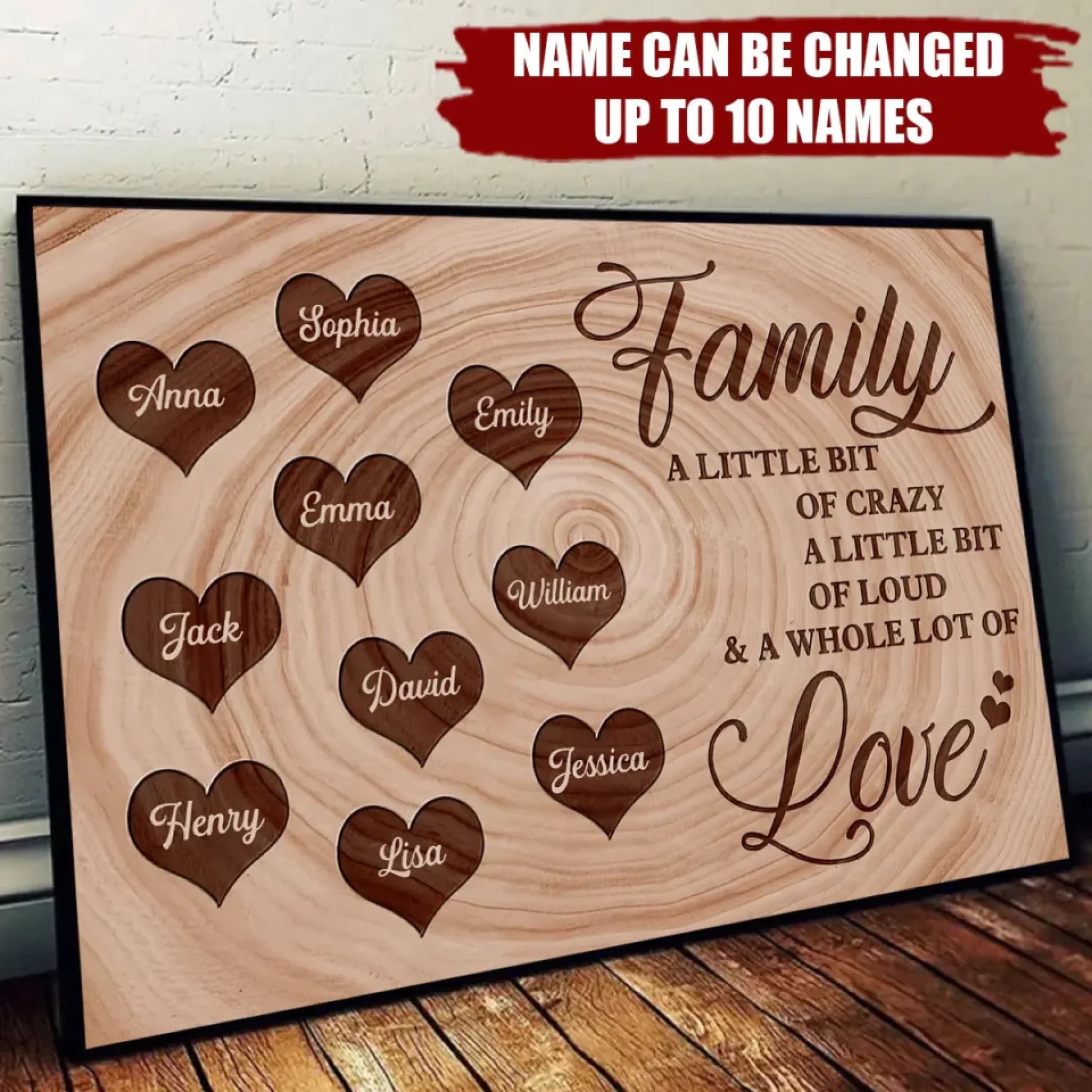 custom name wooden canvas print keepsake for living room decor