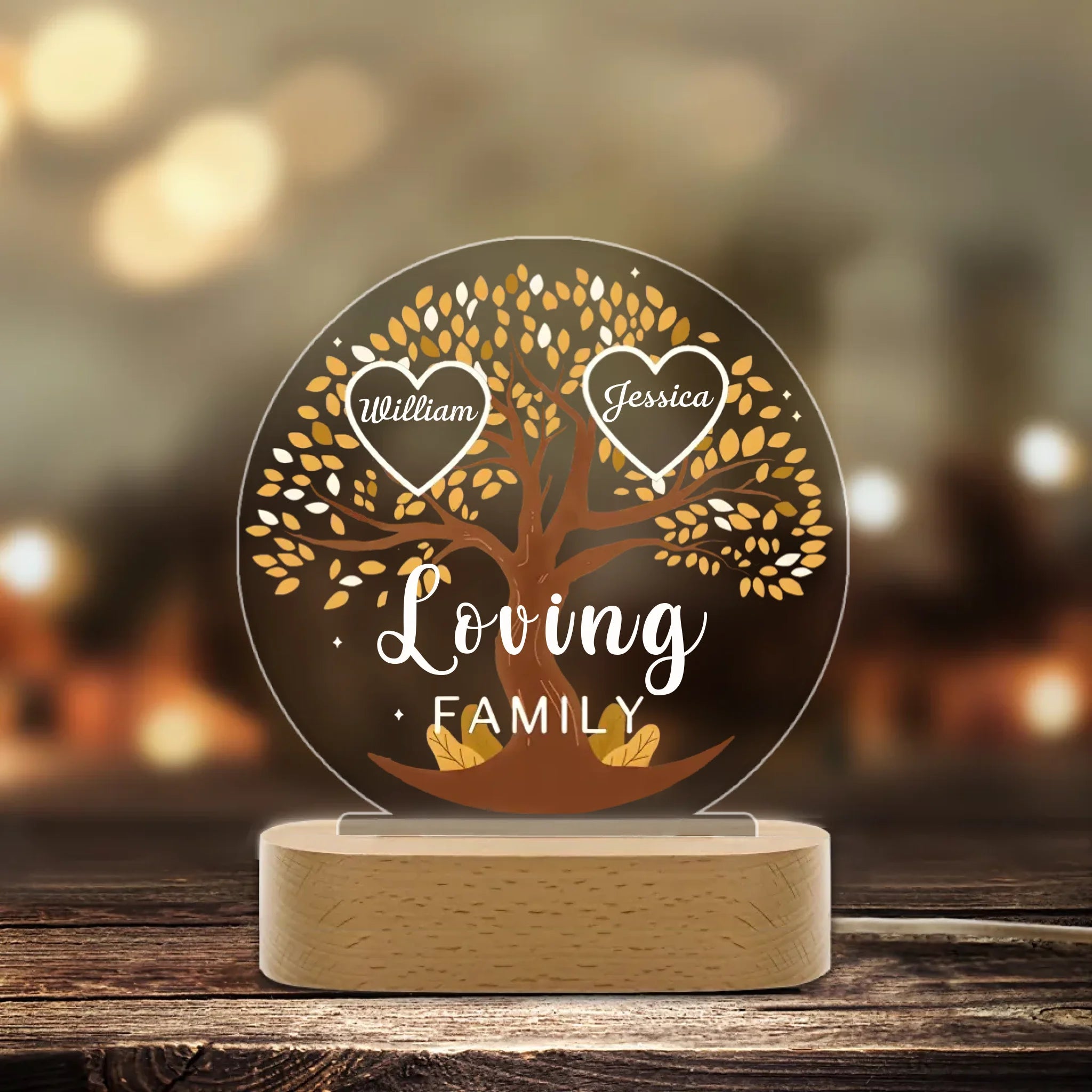 custom names wooden acrylic night light keepsake as a new home gift