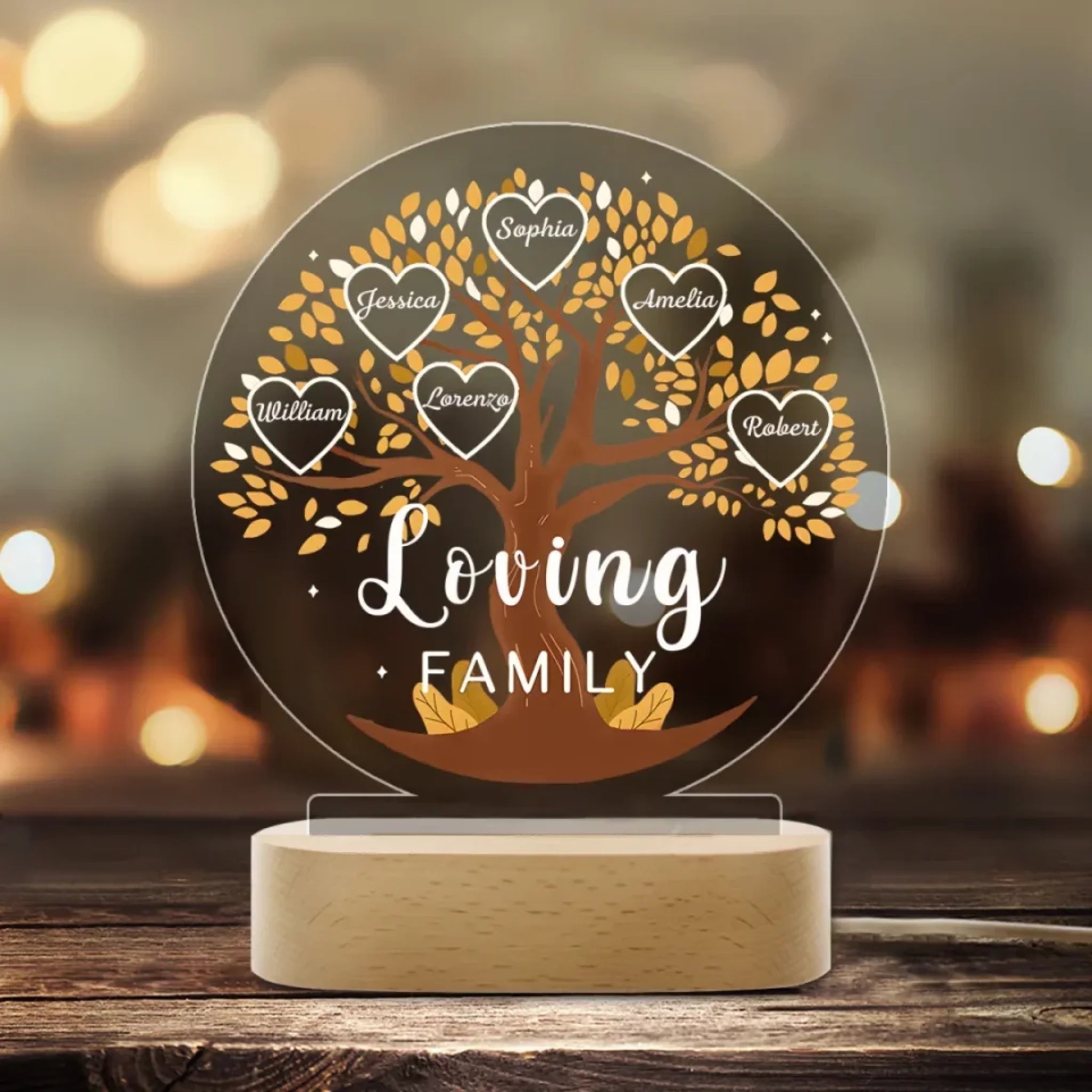 custom names wooden acrylic night light for bedroom decor