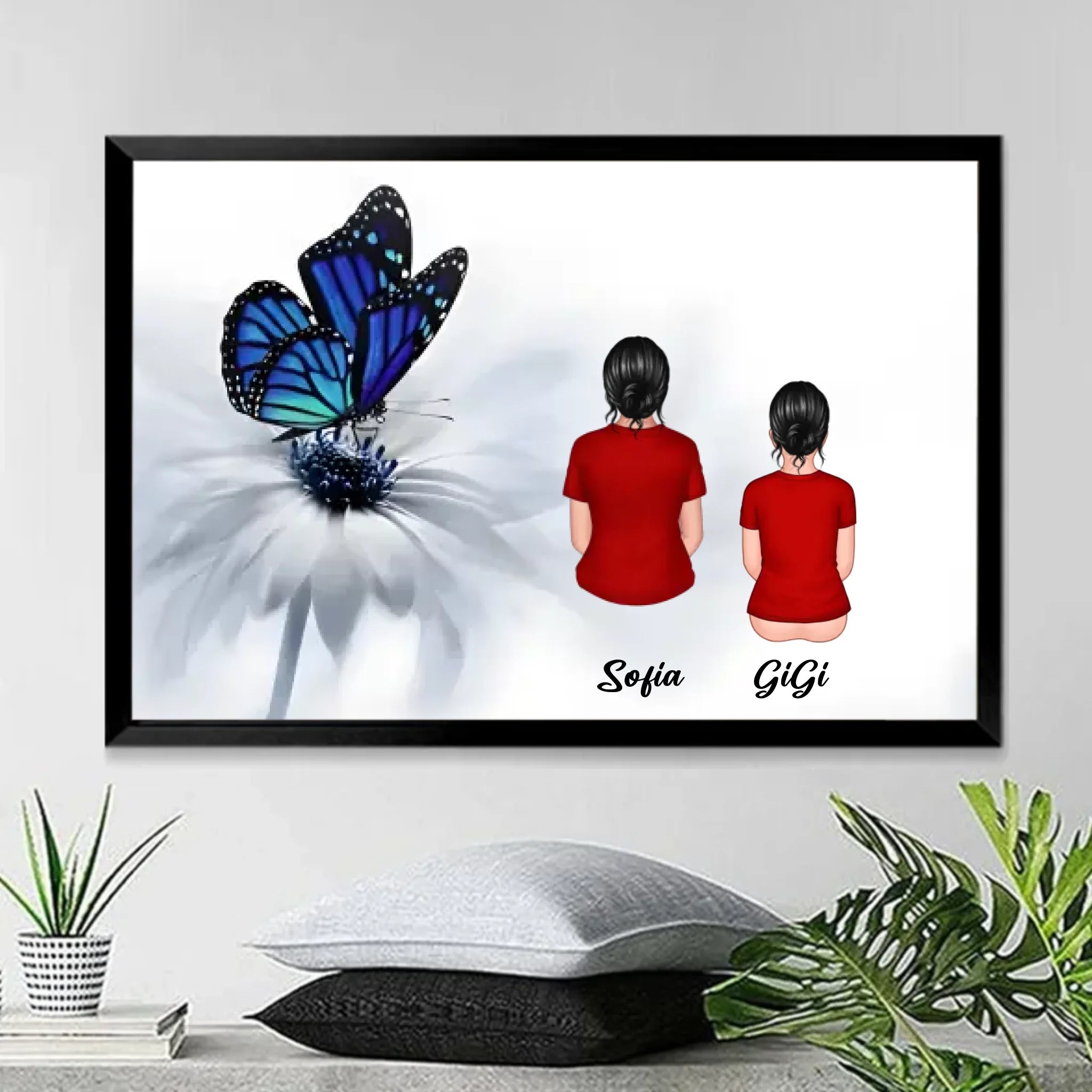 blue butterfly canvas personalized photo with name matte wall art home remembrance poster and canvas memorial keepsake