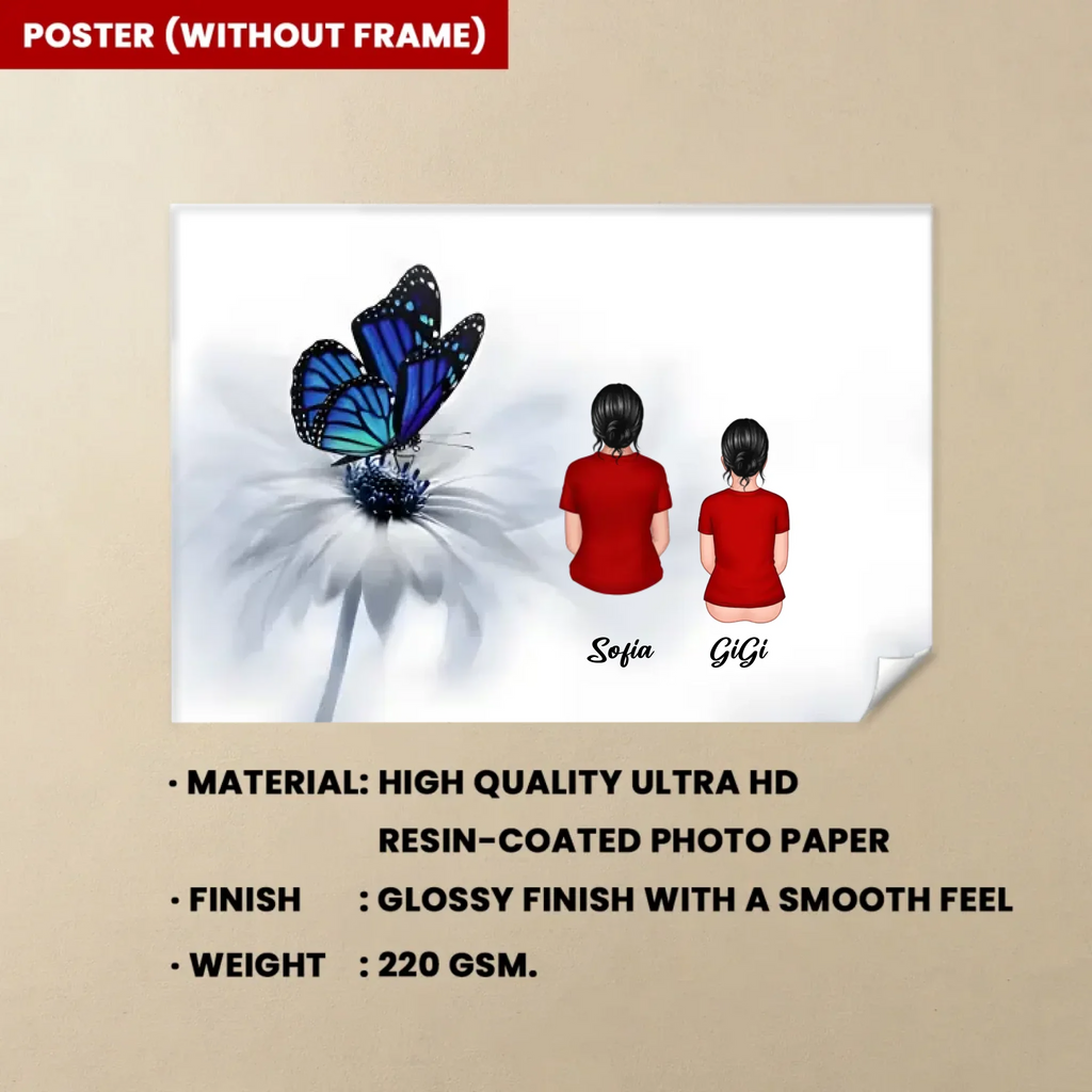 personalized photo with name blue butterfly canvas wooden remembrance gift poster and canvas home remembrance