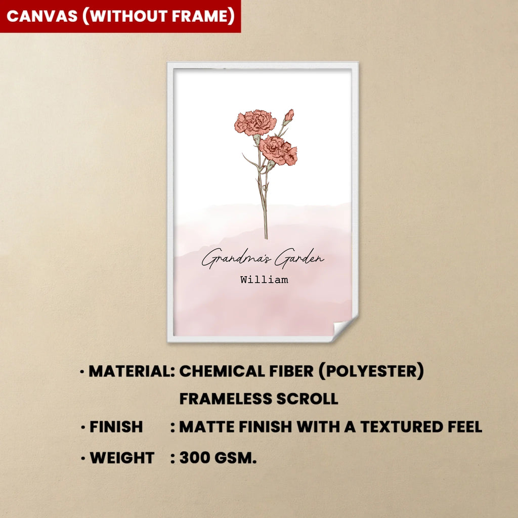 canvas or poster family blossoms personalized birth flowers and names home decor gift for grandparents