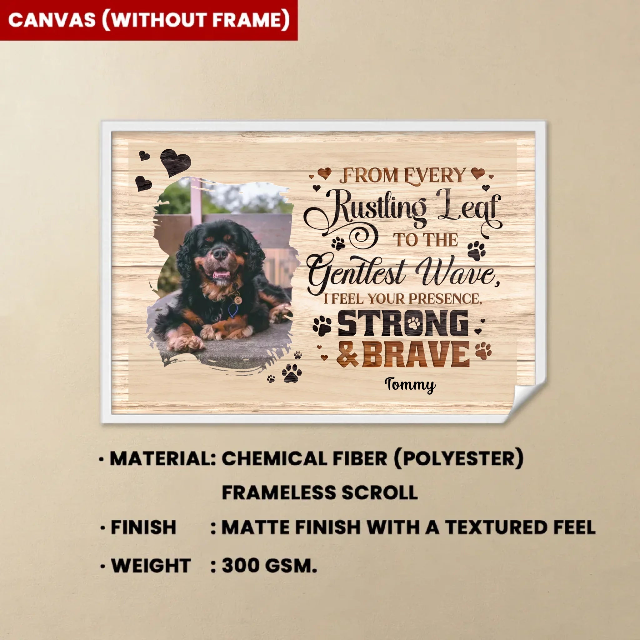 Canvas With inner frame Memorial Gift Meaningful Keepsake Detail Sympathy for Loss of Dog