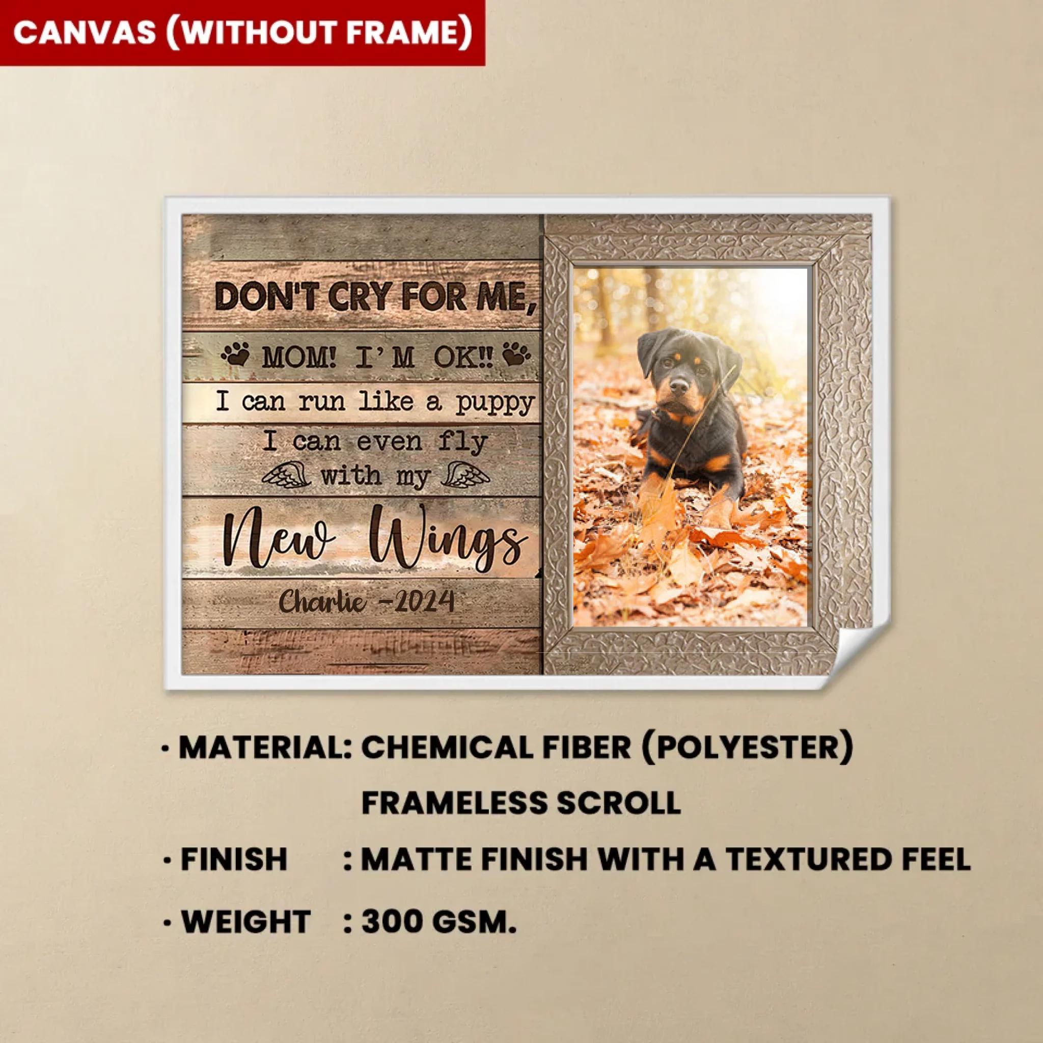 personalized photo loss of dog gift photo canvas wall art custom sample