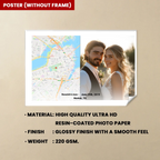 Personalized Picture and Location Wall Art Photo Map Canvas Print
