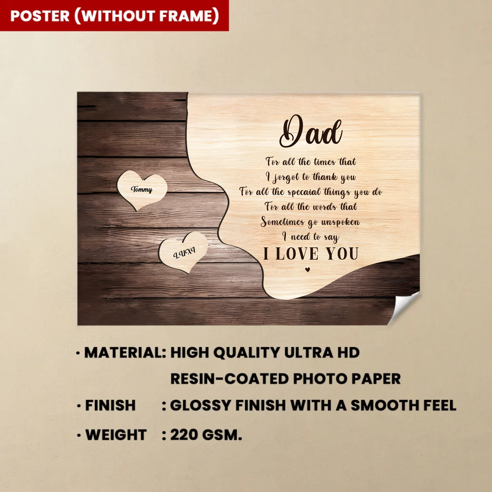 thank you dad gift with kids names custom gift for dad personalized gift photo