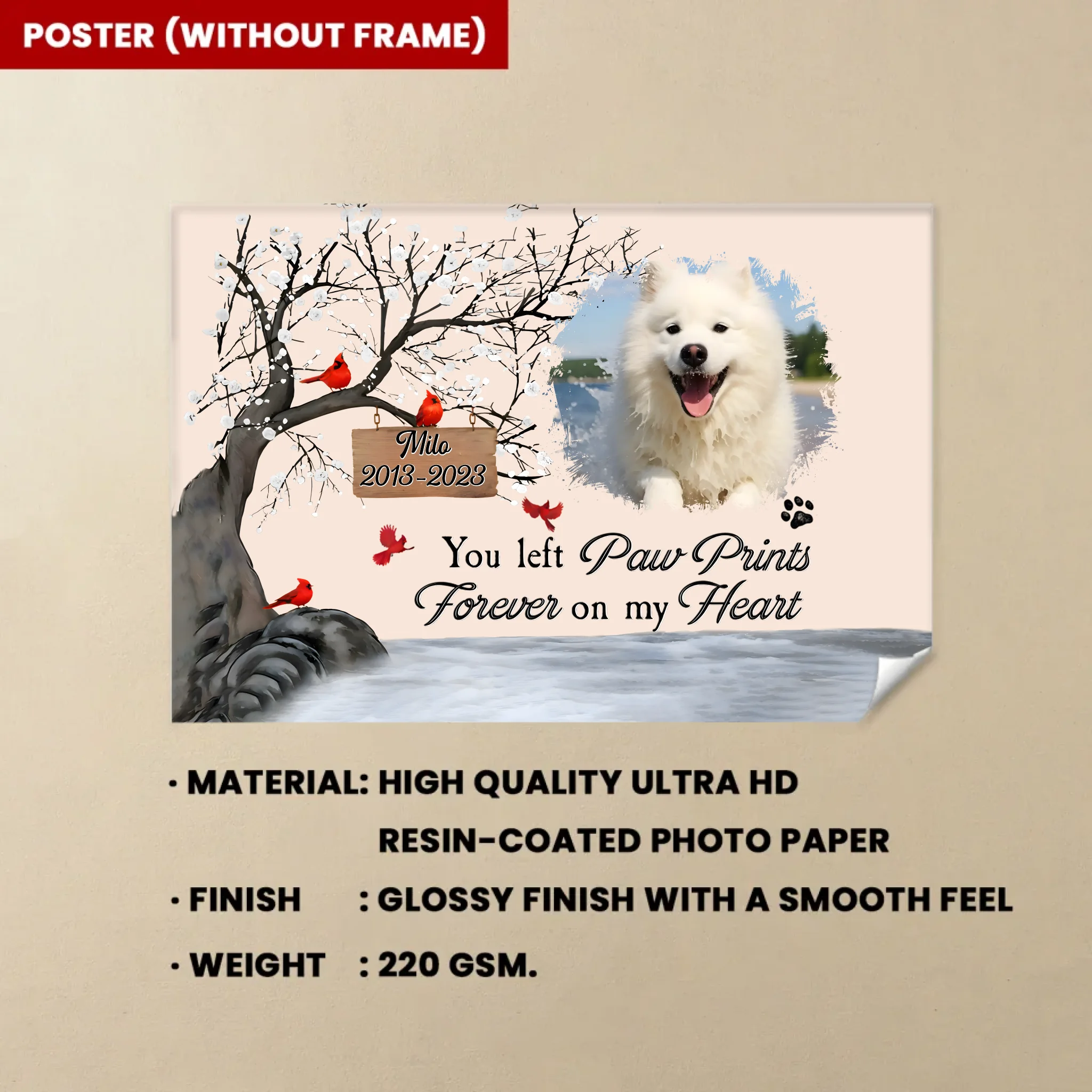 Poster With Frame Plaque Personalized Photo Home Remembrance Gift for Loss of Dog