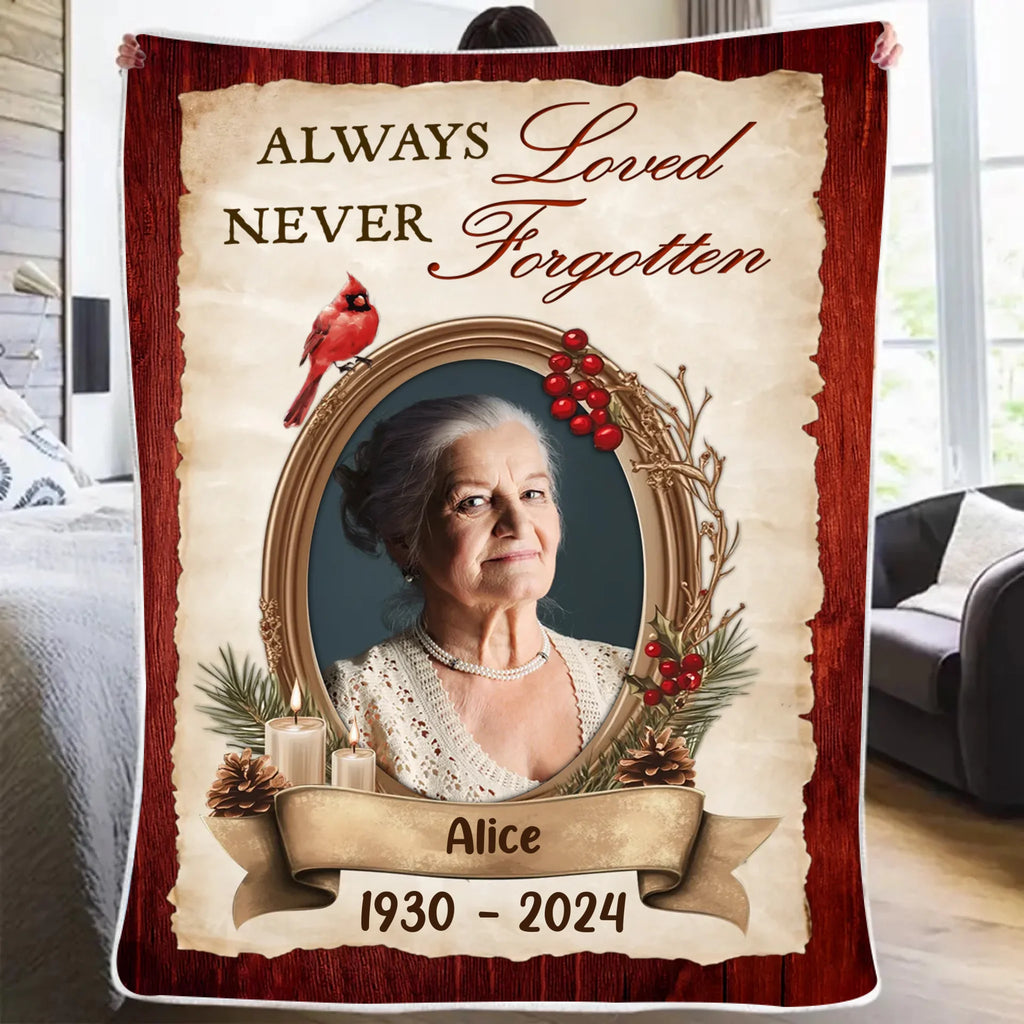 cardinal blanket personalized photo christmas remembrance