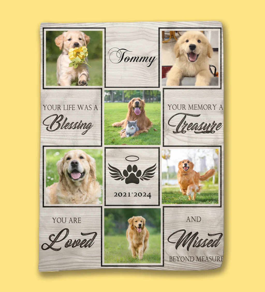 Blanket Flannel Personalized Photo Blanket Sympathy Gift for Loss of Dog