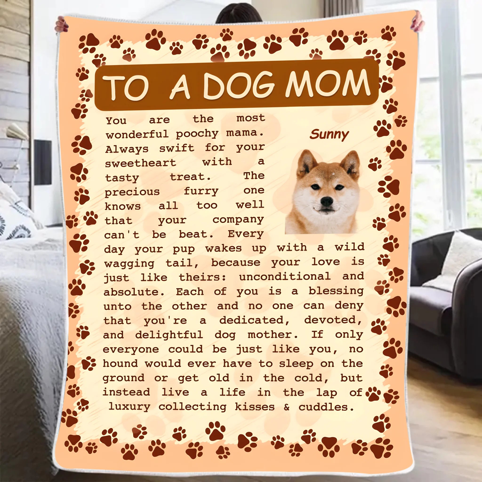 personalized photo loss of dog gift blanket comfort gift main view