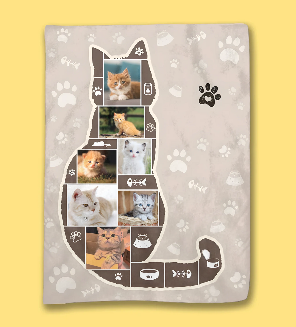 Blanket Flannel Personalized Cat Photo Fleece Blanket Soft Photo Collage Comfort