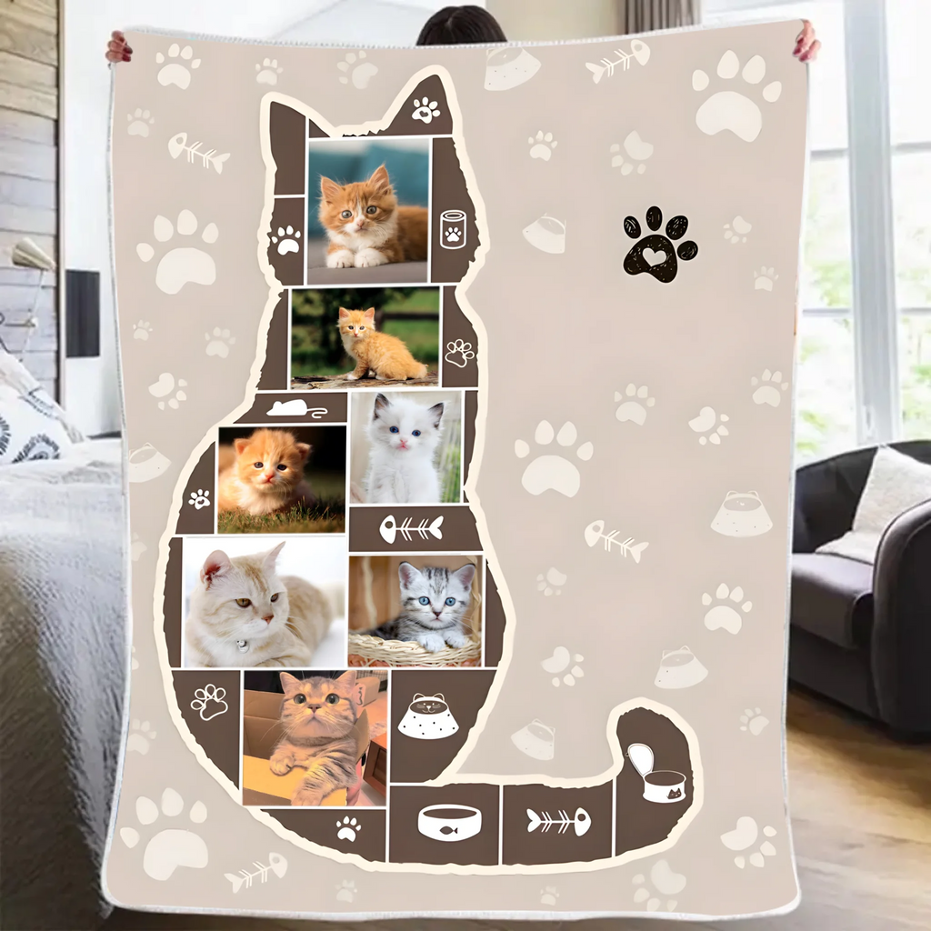 Blanket Flannel Fleece Blanket Personalized Cat Photo Cat Memorial Gifts for Comfort and Sympathy